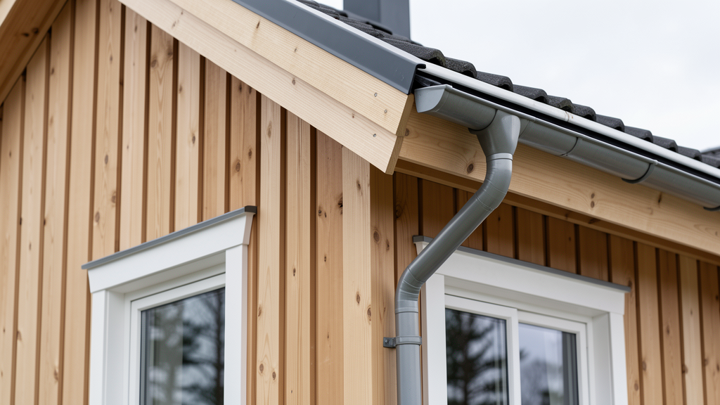 Detalj av ny kledning og vindu etter utvendig renovering